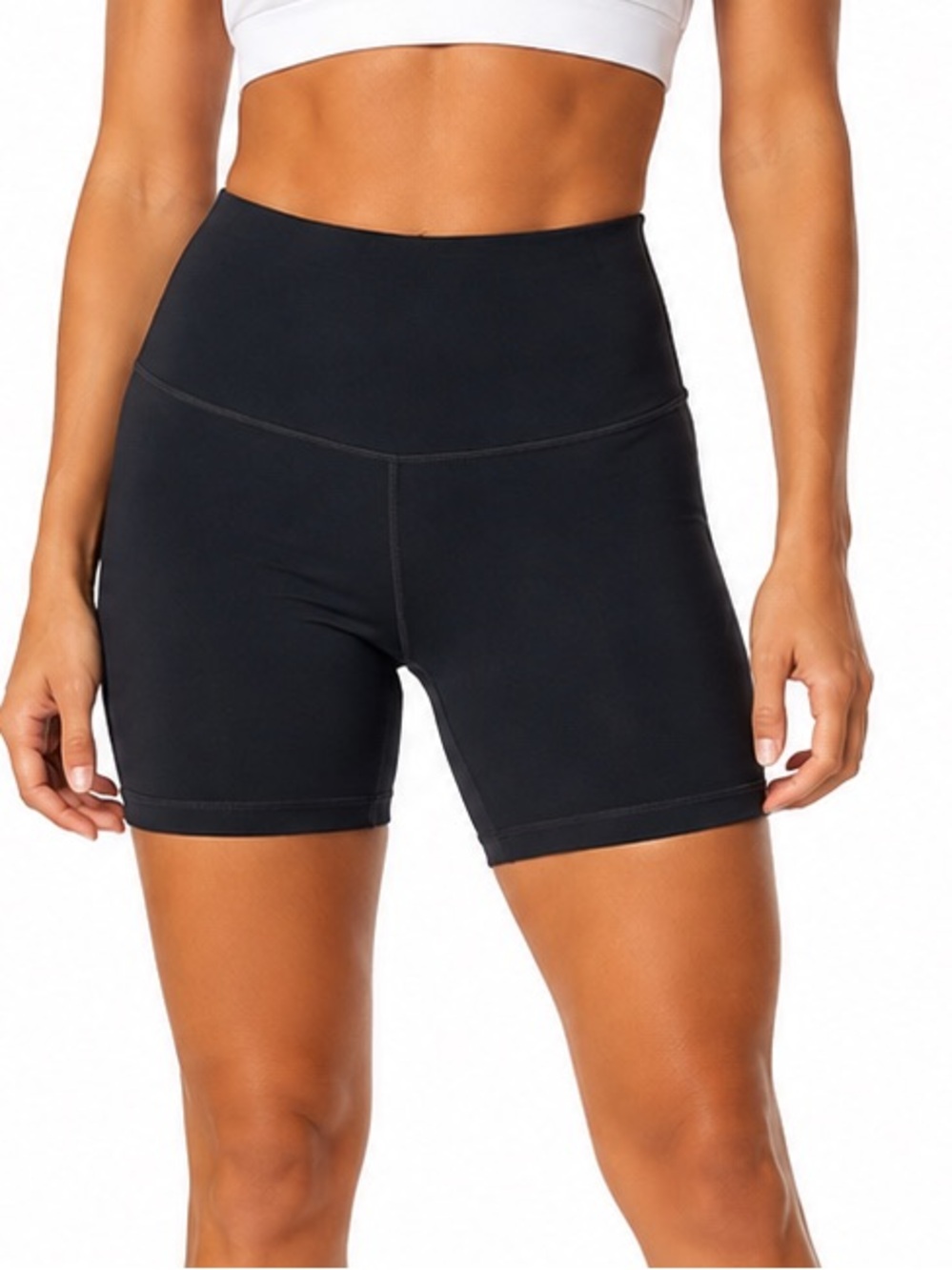 CRZ YOGA Butter Luxe High Waisted Biker Shorts Medium black